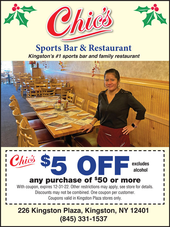 $5 Off Purchase of $50 or More at Chic’s Sports Bar & Restaurant