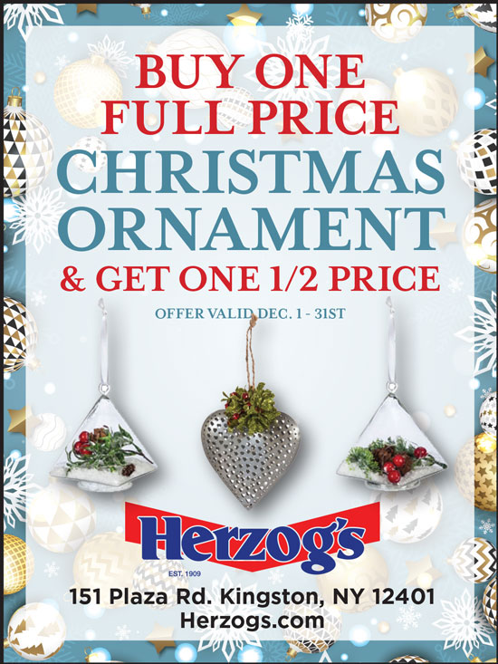 Buy One Full Price Christmas Ornament at Herzog’s, Get One 1/2 Price!